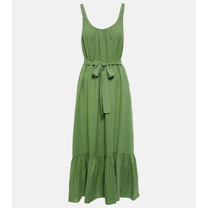 Льняное платье макси цвет: Зелёный