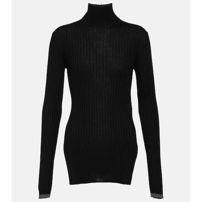 Шерстяной свитер ребристой вязки цвет: Чёрный