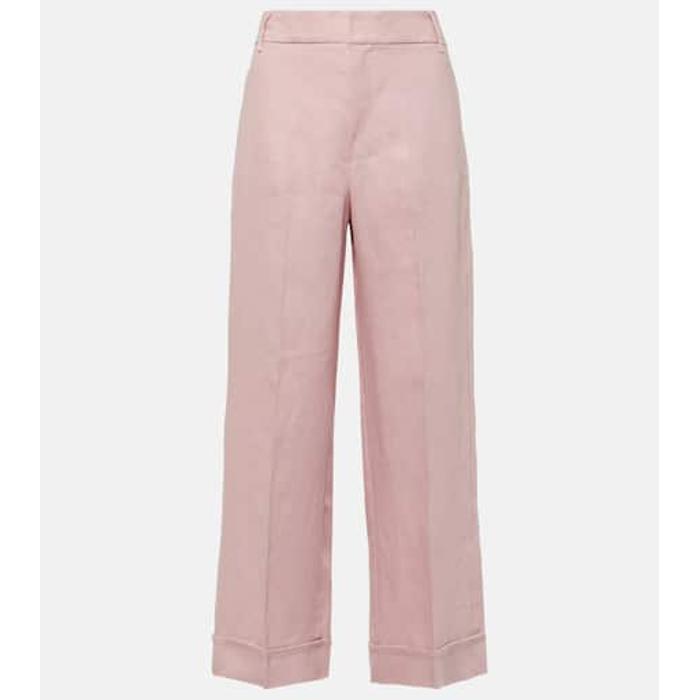 Льняные прямые брюки Salix цвет: Розовый