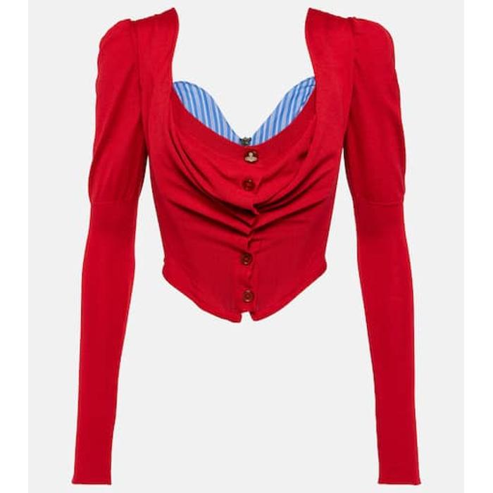 Топ из шерсти и шелка с драпировкой Bea цвет: Красный