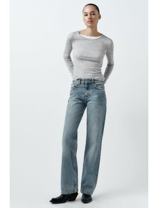 джинсы trf с широкими штанинами средней посадки в полный рост