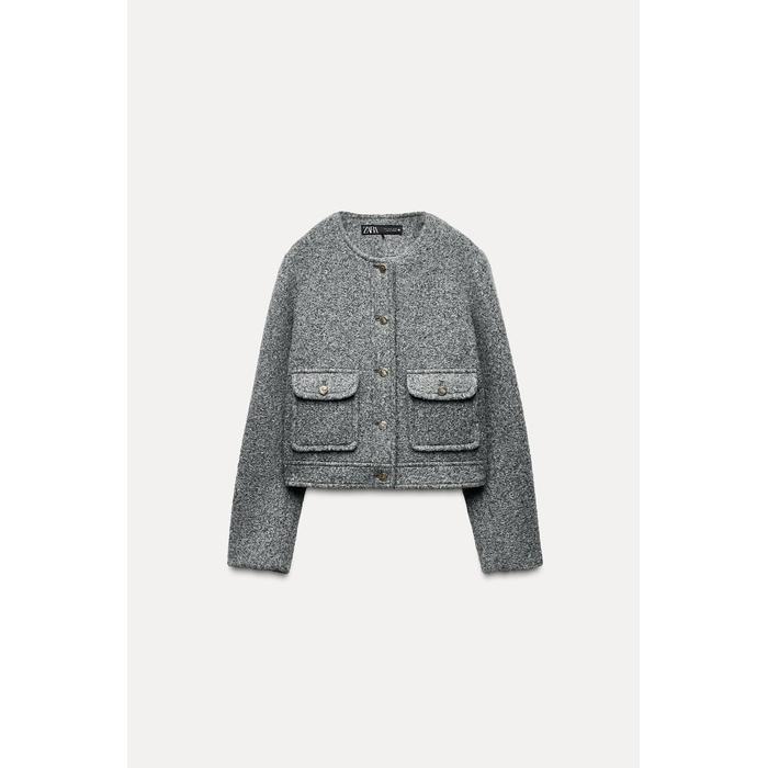 Zara tweed cardigan new arrivals