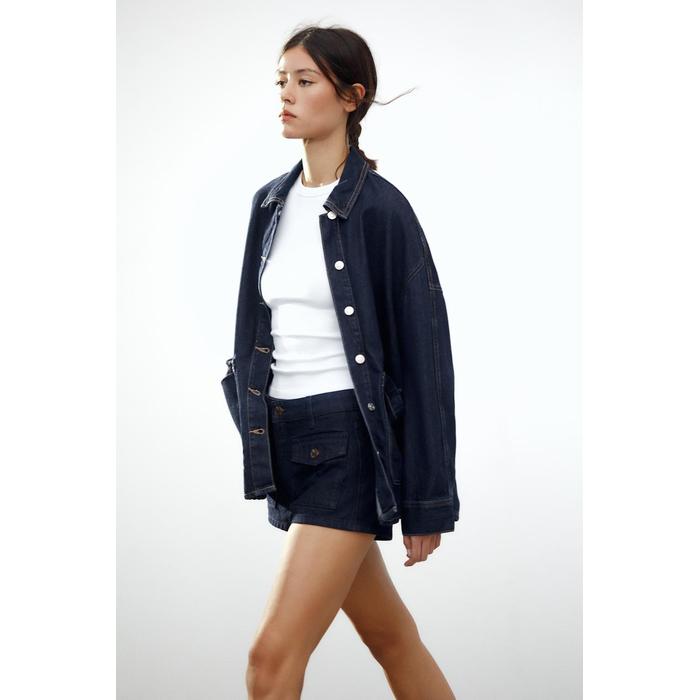 ДЖИНСОВАЯ ВЕРХНЯЯ РУБАШКА TRF OVERSIZE