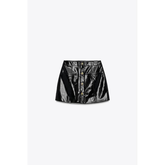 КОРОТКАЯ ЮБКА С ЭФФЕКТОМ КОЖИ ИЗ КОЛЛЕКЦИИ ZW COLLECTION