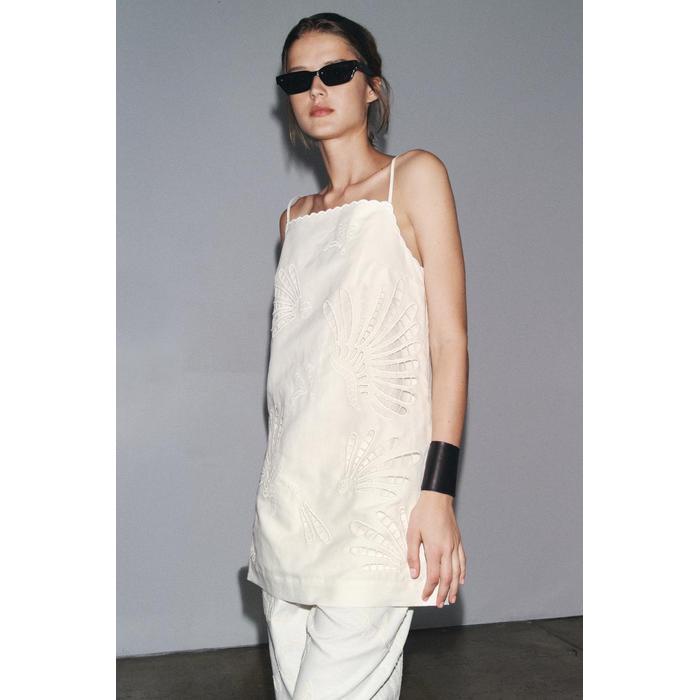 ВЫШИТОЕ ЛЬНЯНОЕ ПЛАТЬЕ ИЗ СМЕСОВОЙ ТКАНИ ZW COLLECTION
