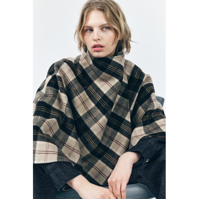 ШЕРСТЯНАЯ НАКИДКА В КЛЕТКУ ИЗ КОЛЛЕКЦИИ ZW COLLECTION