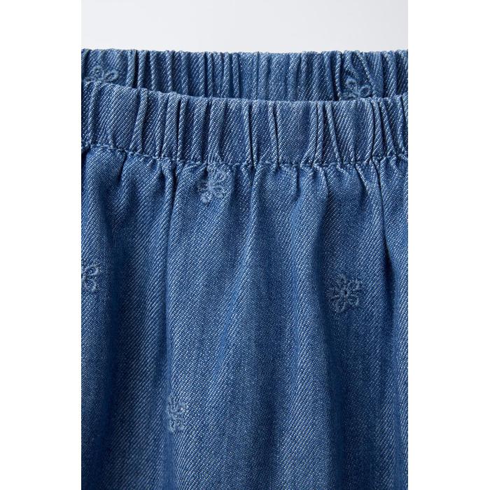 ДЖИНСОВЫЕ БЕРМУДЫ SKORT С ВЫШИВКОЙ В ЦВЕТОЧЕК ИЗ ДЕНИМА
