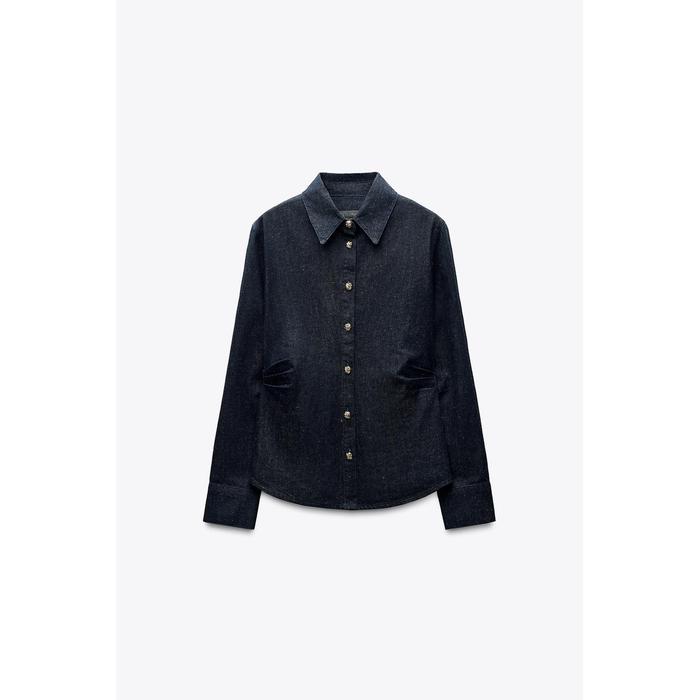 ДЖИНСОВАЯ РУБАШКА В СКЛАДКУ ИЗ КОЛЛЕКЦИИ ZW COLLECTION