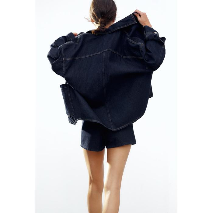 ДЖИНСОВАЯ ВЕРХНЯЯ РУБАШКА TRF OVERSIZE