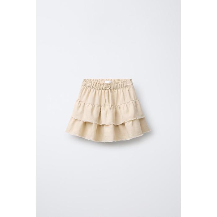 БЕРМУДЫ SKORT ИЗ ЛЬНЯНОЙ СМЕСИ С ОБОРКАМИ