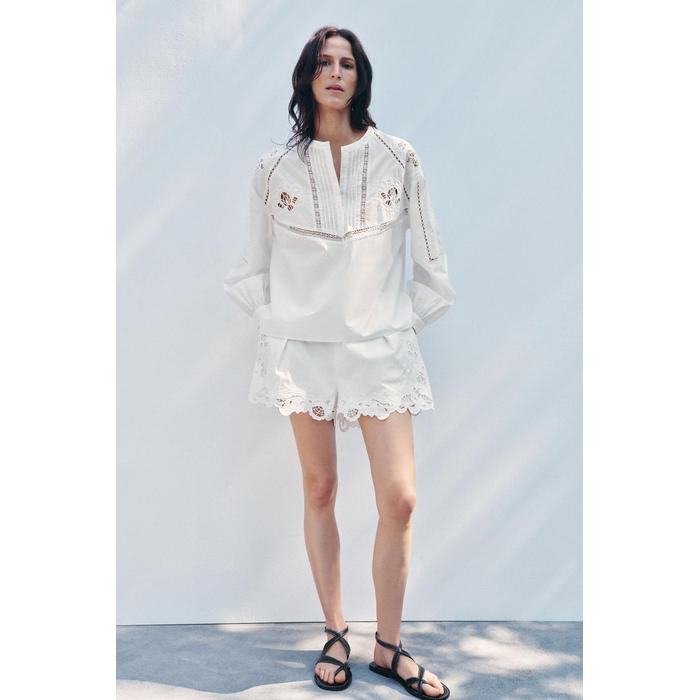 ВЫШИТАЯ АЖУРНАЯ БЛУЗКА ИЗ КОЛЛЕКЦИИ ZW COLLECTION