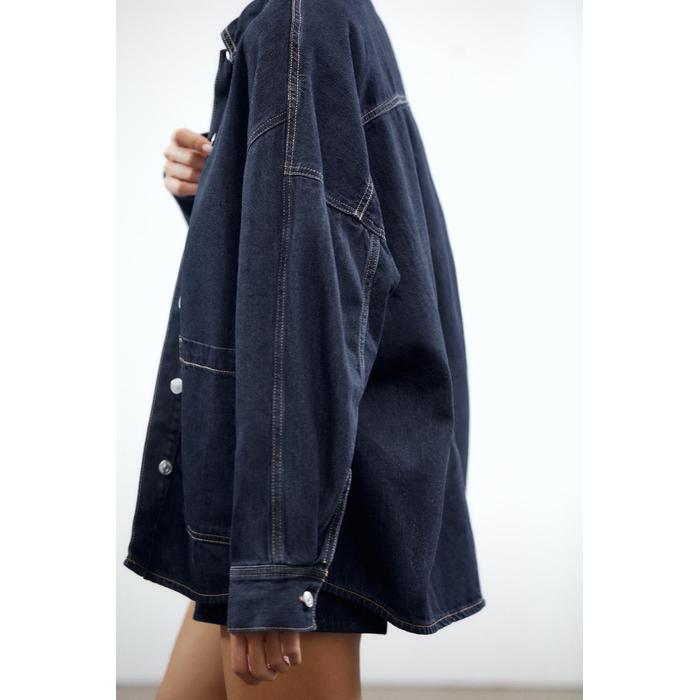 ДЖИНСОВАЯ ВЕРХНЯЯ РУБАШКА TRF OVERSIZE