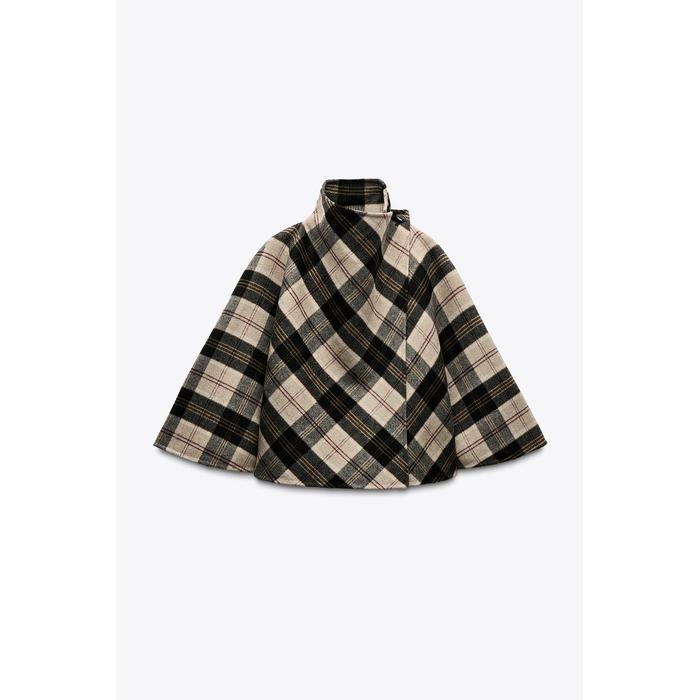 ШЕРСТЯНАЯ НАКИДКА В КЛЕТКУ ИЗ КОЛЛЕКЦИИ ZW COLLECTION