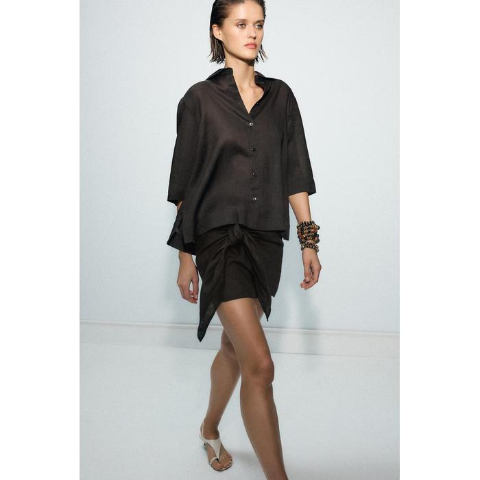 КОРОТКАЯ ЮБКА ИЗ 100% ЛЬНА КОЛЛЕКЦИИ ZW COLLECTION