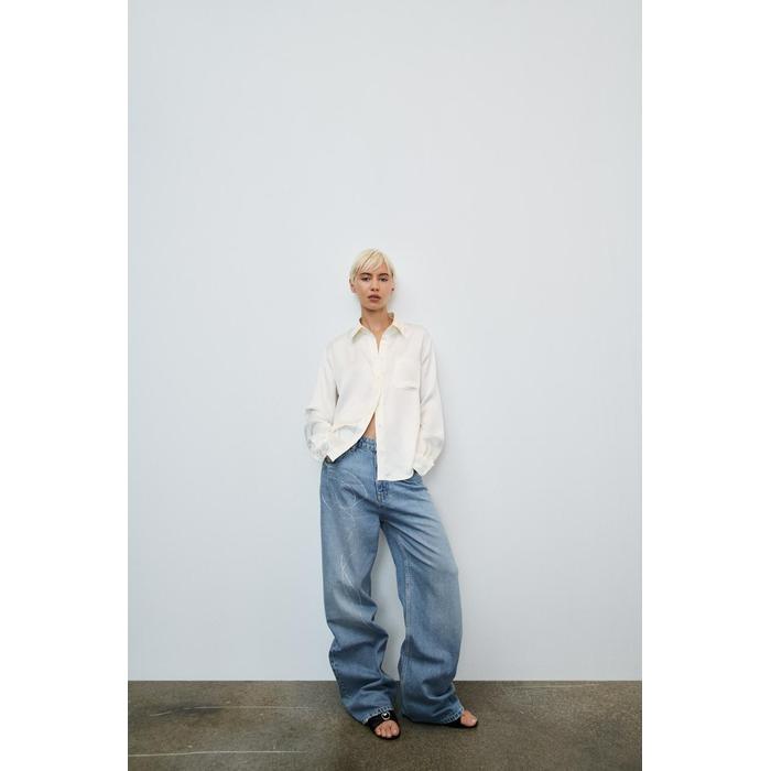 RELAXED ДЖИНСЫ OVERSIZE С ЗАВЫШЕННОЙ ТАЛИЕЙ И СТРАЗАМИ