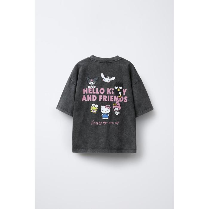 ФУТБОЛКА С ПРИНТОМ "ХЕЛЛО КИТТИ И ДРУЗЬЯ" © SANRIO С ЭФФЕКТОМ СТИРКИ
