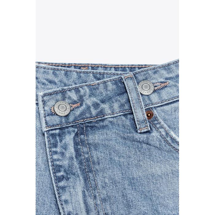 MOM FIT ДЖИНСОВЫЕ ШОРТЫ-БЕРМУДЫ TRF С ЗАВЫШЕННОЙ ТАЛИЕЙ И ПЕРЕКРЕЩИВАЮЩИМСЯ ПОЯСОМ
