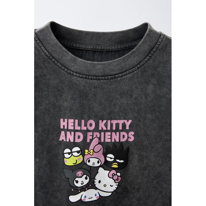 ФУТБОЛКА С ПРИНТОМ "ХЕЛЛО КИТТИ И ДРУЗЬЯ" © SANRIO С ЭФФЕКТОМ СТИРКИ