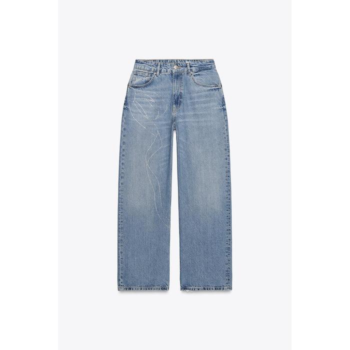RELAXED ДЖИНСЫ OVERSIZE С ЗАВЫШЕННОЙ ТАЛИЕЙ И СТРАЗАМИ