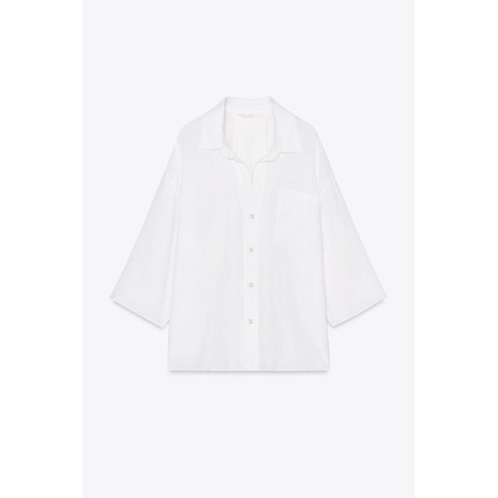 РУБАШКА ОВЕРСАЙЗ ИЗ 100% ЛЬНА КОЛЛЕКЦИИ ZW COLLECTION