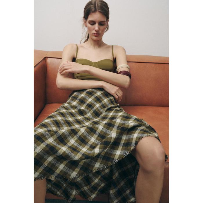 ЮБКА МИДИ В КЛЕТКУ ИЗ КОЛЛЕКЦИИ ZW COLLECTION