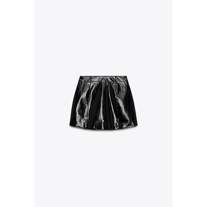 КОРОТКАЯ ЮБКА С ЭФФЕКТОМ КОЖИ ИЗ КОЛЛЕКЦИИ ZW COLLECTION