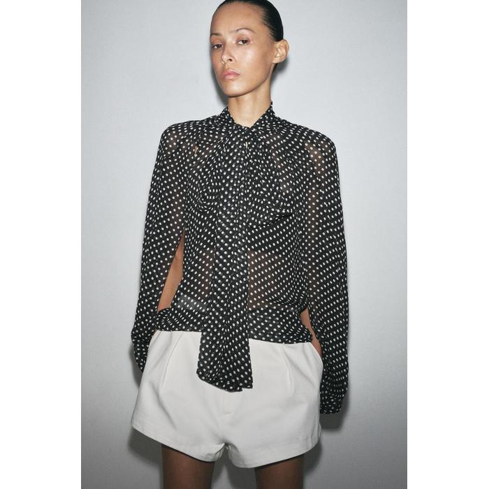БЛУЗКА-НАКИДКА С ЗАВЯЗКАМИ ИЗ КОЛЛЕКЦИИ ZW COLLECTION