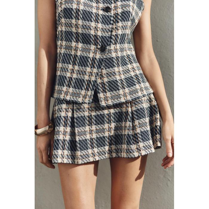 EX ОБЛЕГАЮЩИЙ КЛЕТЧАТЫЙ ПЛИССИРОВАННЫЙ КОСТЮМ SKORT