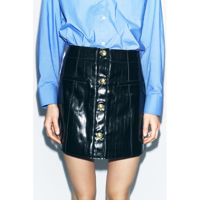 КОРОТКАЯ ЮБКА С ЭФФЕКТОМ КОЖИ ИЗ КОЛЛЕКЦИИ ZW COLLECTION