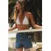 MOM FIT ДЖИНСОВЫЕ ШОРТЫ-БЕРМУДЫ TRF С ЗАВЫШЕННОЙ ТАЛИЕЙ И ПЕРЕКРЕЩИВАЮЩИМСЯ ПОЯСОМ