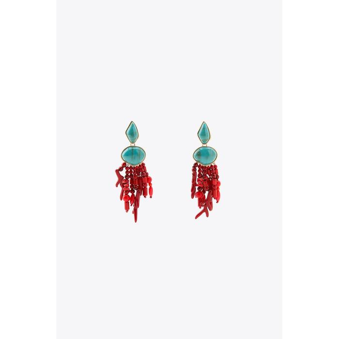 СЕРЬГИ С КАМНЯМИ С ЭФФЕКТОМ КОРАЛЛА