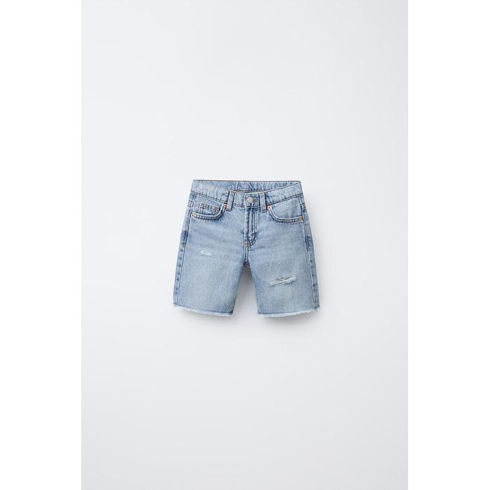 LOVE РВАНЫЕ ПРЯМЫЕ ДЖИНСОВЫЕ ШОРТЫ-БЕРМУДЫ ZARA X BODY G®