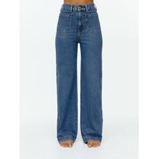 джинсы-стрейч с высоким клешем из люпина