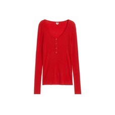 Шерстяной трикотажный топ Henley Top