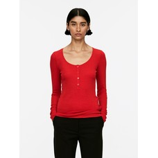 Шерстяной трикотажный топ Henley Top