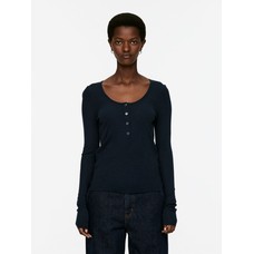 Шерстяной трикотажный топ Henley Top