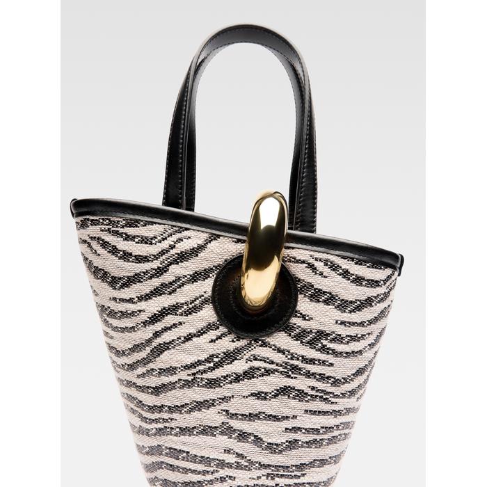 Асимметричная мини-сумка-ведро цвет: Black & white zebra