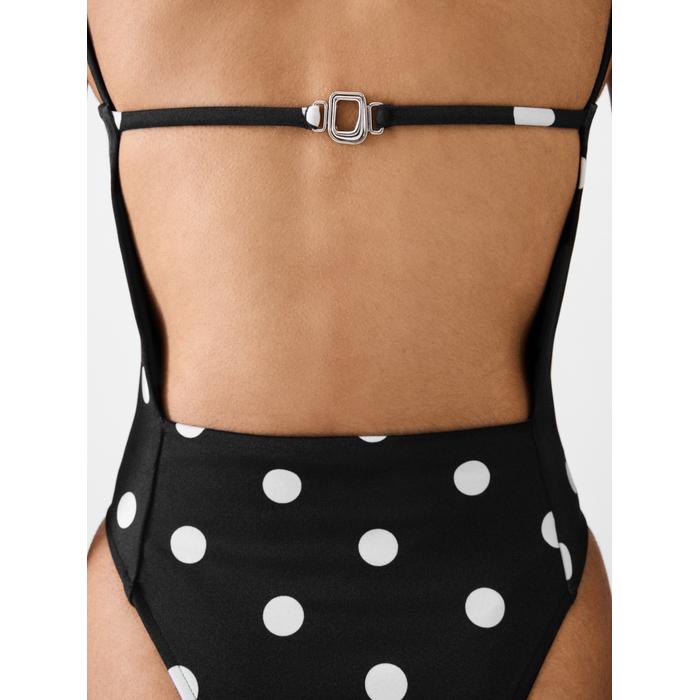 Цельный купальник с принтом в горошек цвет: Print dots round square black/white