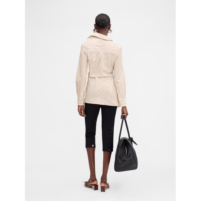 Асимметричная рубашка в полоску цвет: Jacquard business big logo stripes beige/white