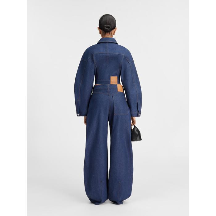 Широкие джинсы с закругленными краями цвет: Navy/brown