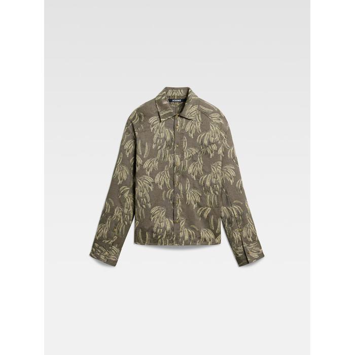 Рубашка с длинными рукавами и косыми карманами цвет: Jacquard banana logo khaki