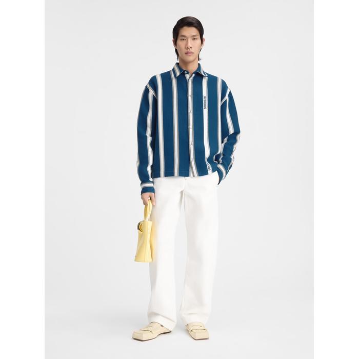 Полосатая рубашка свободного покроя цвет: Jacquard logo stripes white
