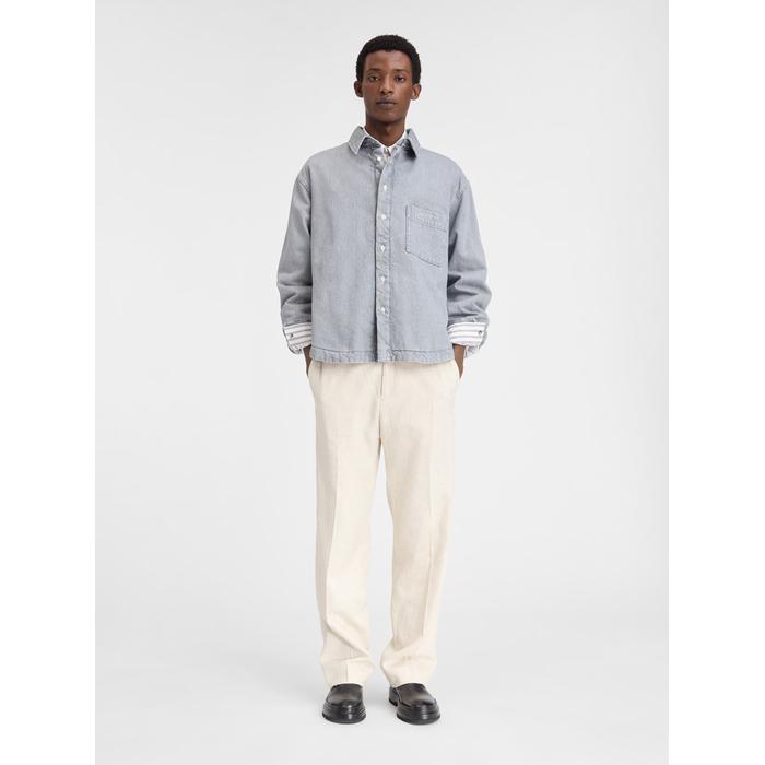 Джинсовая рубашка с пышными рукавами поверх рубашки цвет: Grey / off-white
