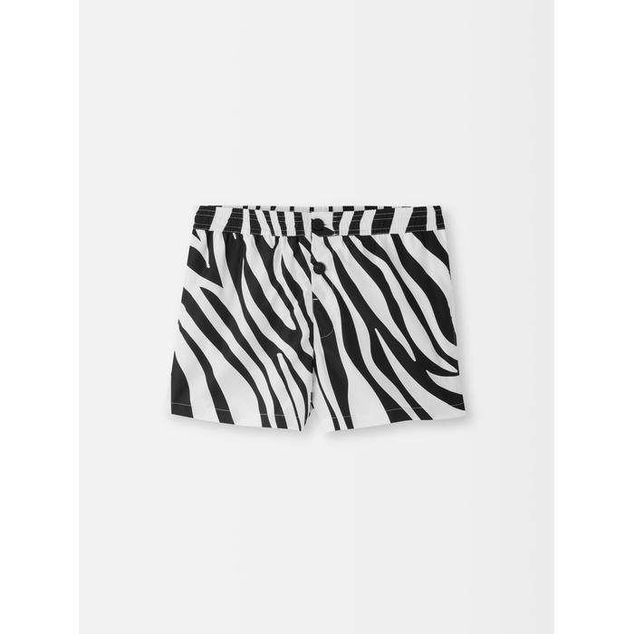 Плавательные шорты с художественным принтом "Зебра" цвет: Print zebra arty white black