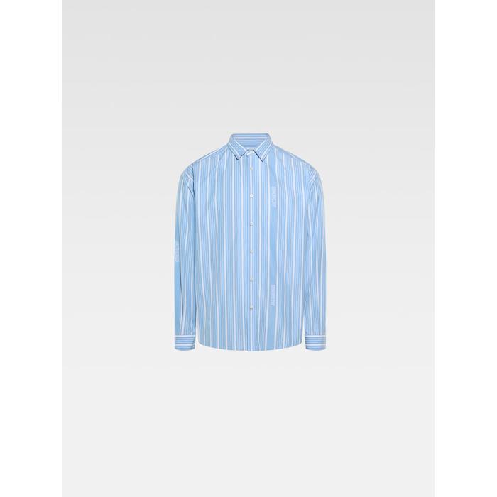 Жаккардовая рубашка с деловым логотипом цвет: Jacquard blue/white