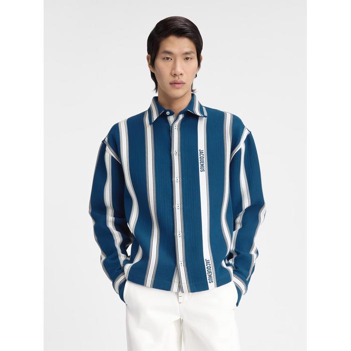 Полосатая рубашка свободного покроя цвет: Jacquard logo stripes white