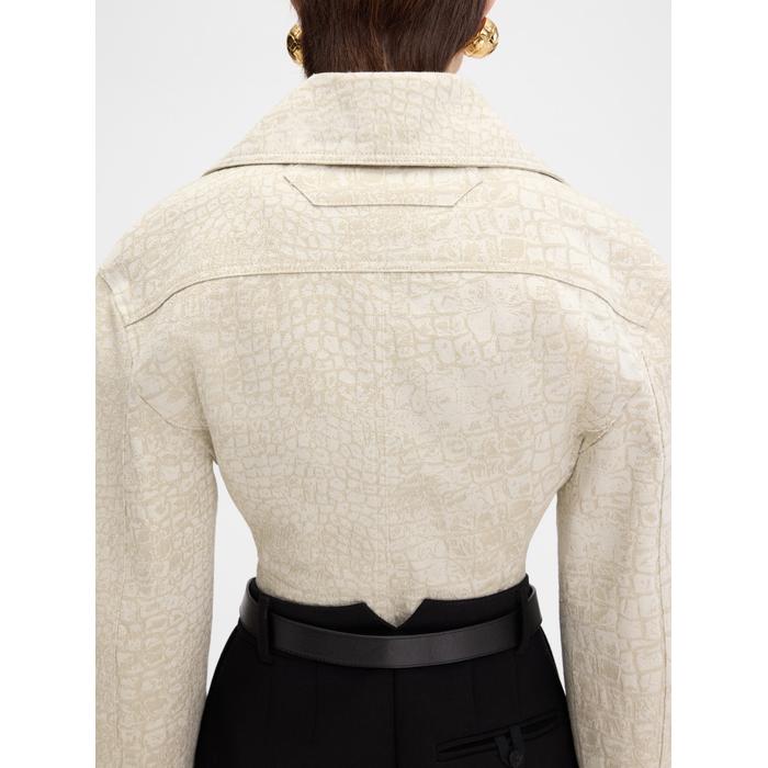 Укороченная джинсовая куртка цвет: Croco beige