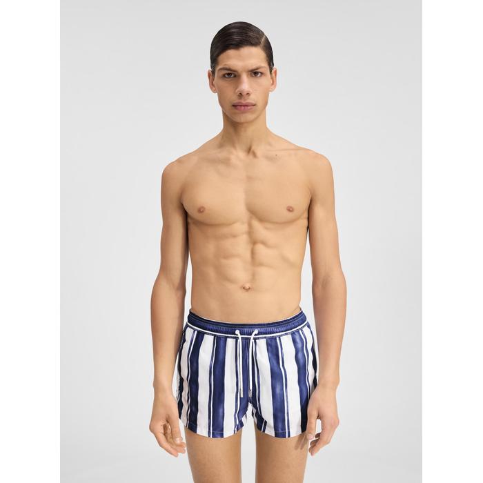 Плавательные шорты с контрастными полосками цвет: Print rayure blue