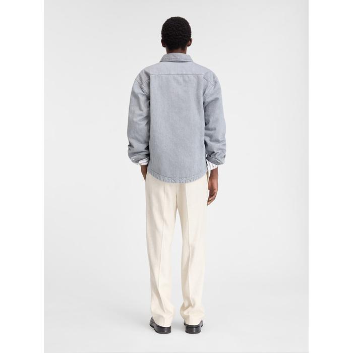 Джинсовая рубашка с пышными рукавами поверх рубашки цвет: Grey / off-white