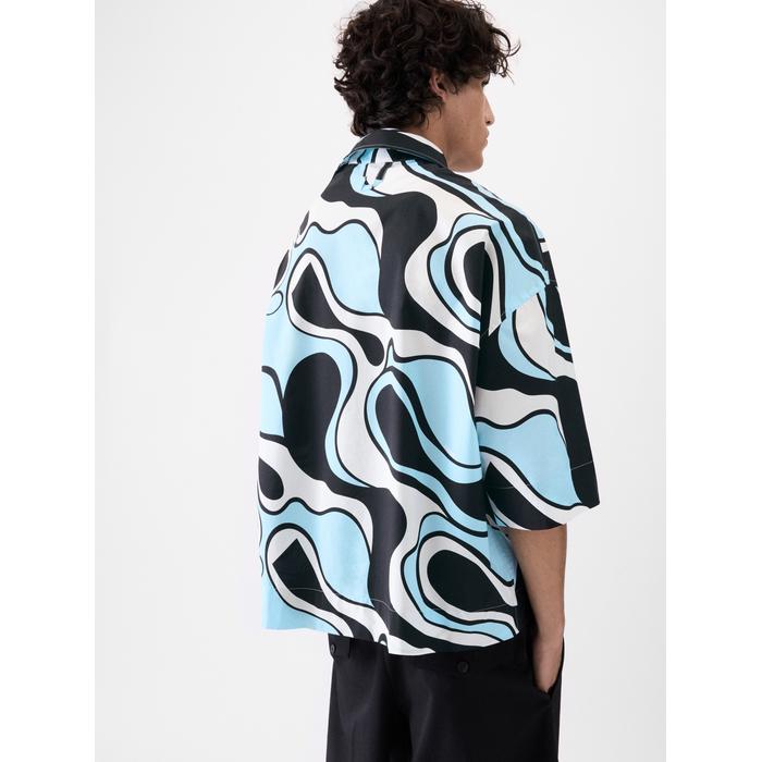 Асимметричная рубашка с художественным принтом "Зебра" цвет: Print wavy psyche logo blue/black